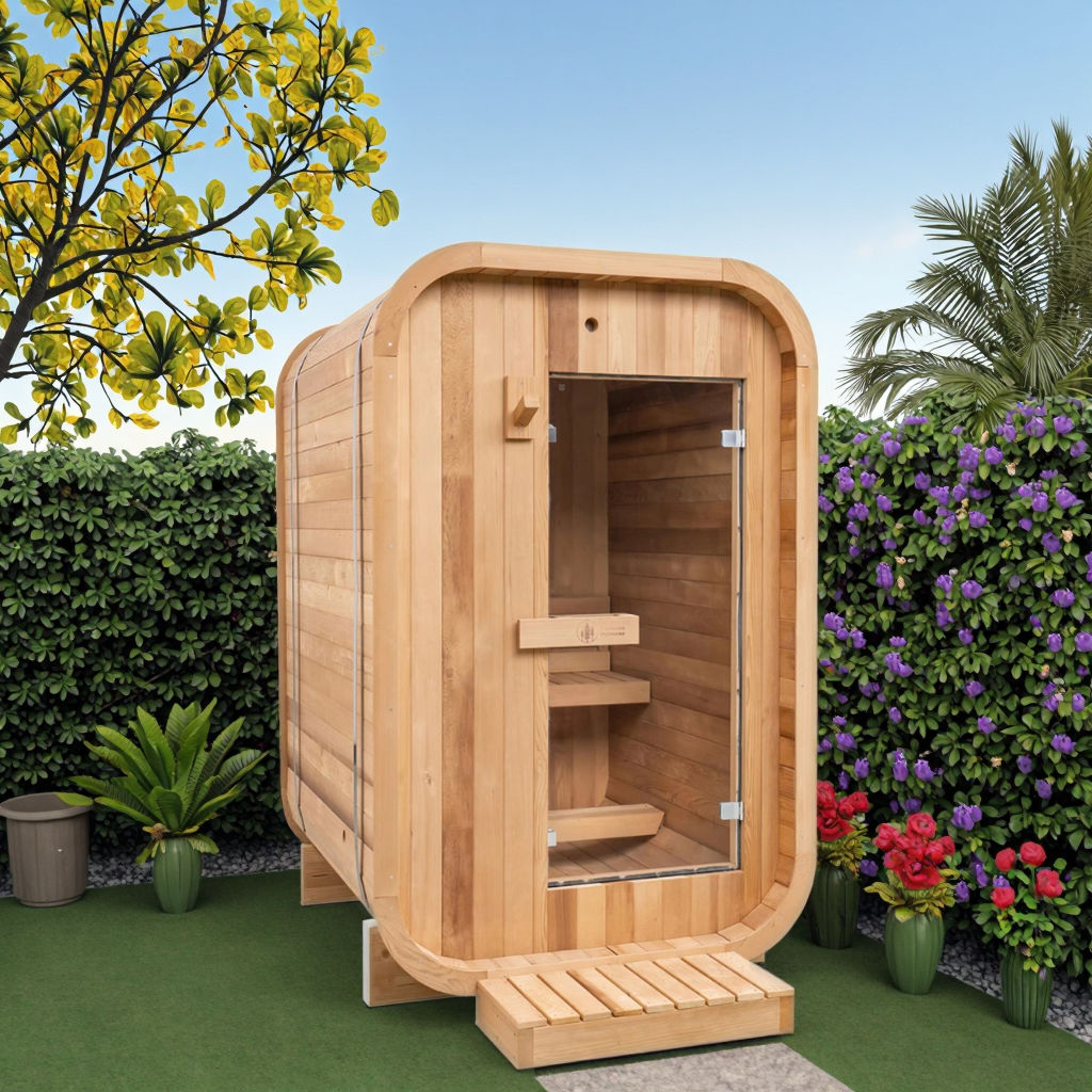Radius-Corner Outdoor Sauna with Electric Stone Heater CSA-346 product view 4