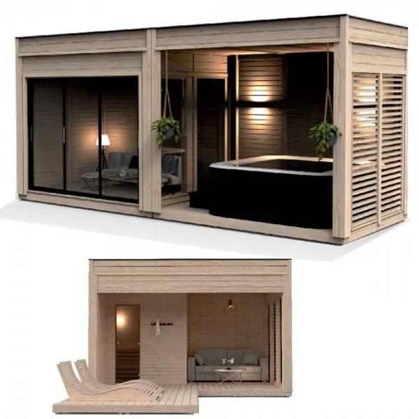 Full-Glass Outdoor Wooden Spa Sauna Cabin CSA-20 product view 3