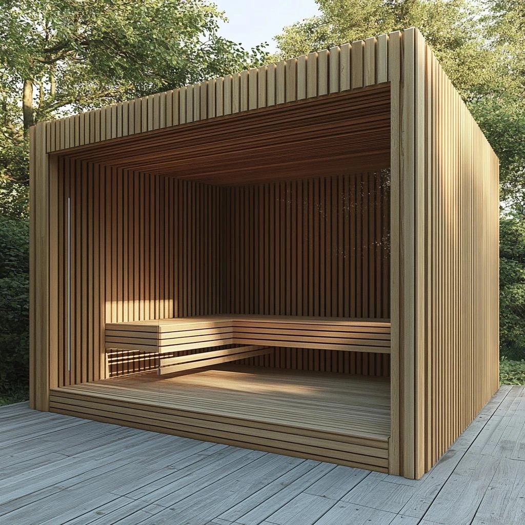 Hemlock Prefab Outdoor Sauna House with Steam Room Interior detail