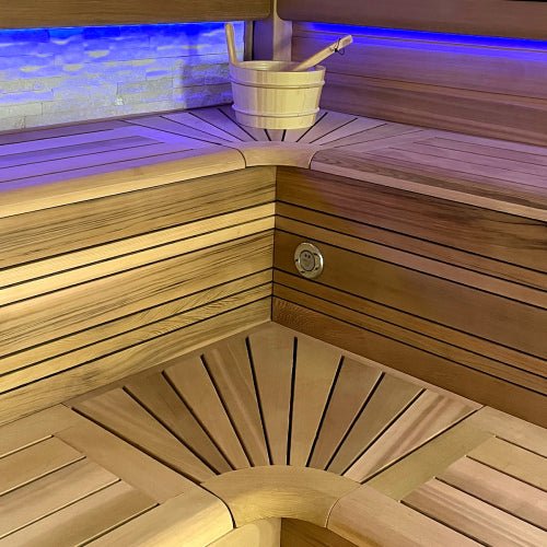 4-6 Person Hexagonal Outdoor Sauna with Glass Wall Layout CSA-270 product image
