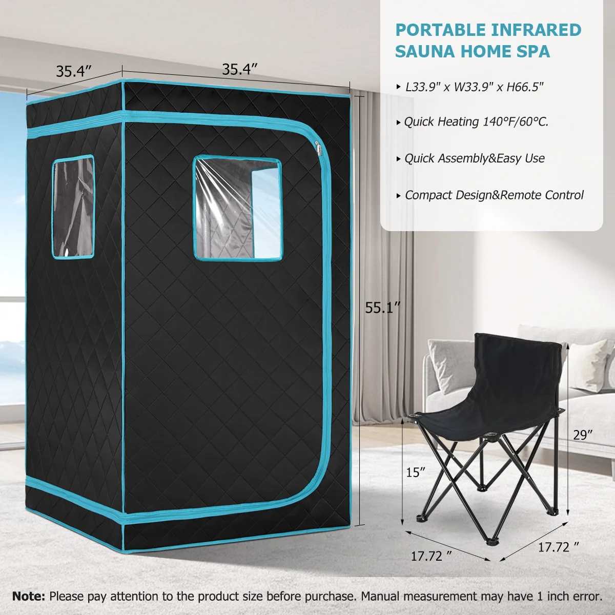 Foldable Steam Sauna Tent with Travel Carry Bag Door and glass