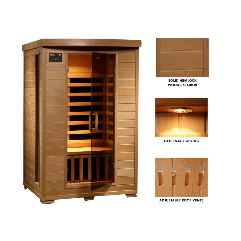 Cedar Infrared Sauna Room with Compact Heater Panel CSA-166 Main view