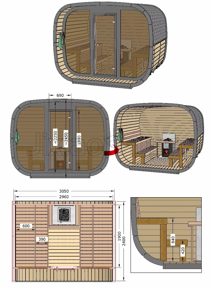 Innovative Full-Glass Outdoor Sauna Modern Design with Panoramic Views Elite Wellness Haven Side profile