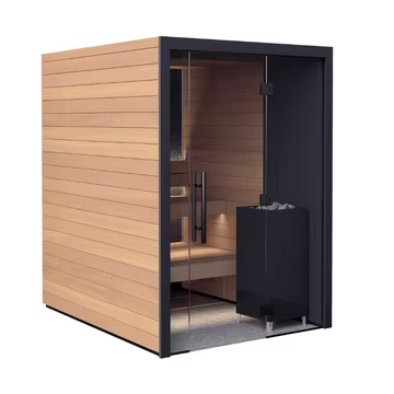 Luxurious Custom-built Sauna Room, Fir Interior and Exterior, 3-person Sauna, Electric Heater Interior detail