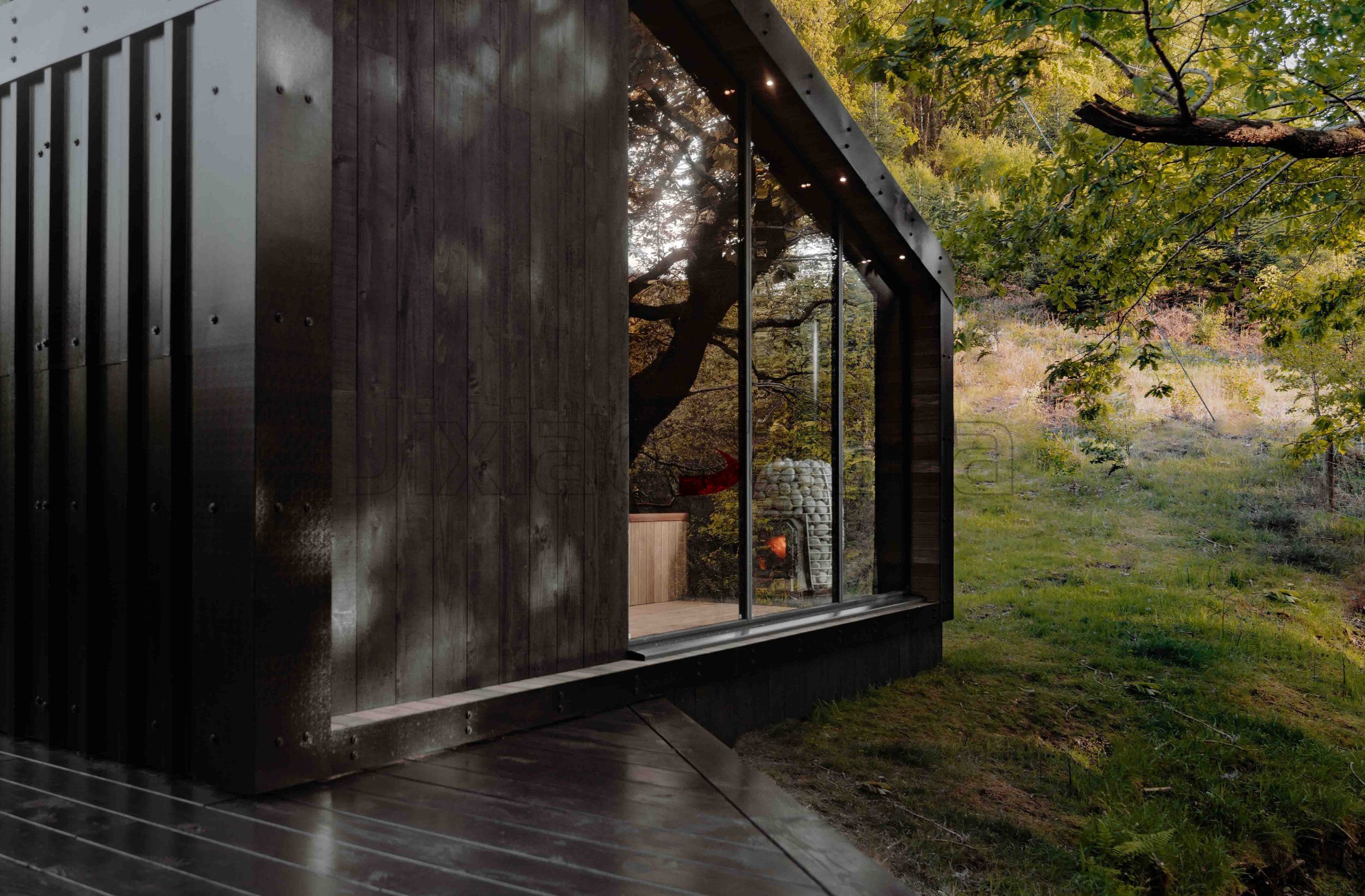 Red Cedar Outdoor Sauna Room CSA-541 Exterior angle