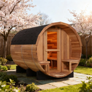 Luxury Outdoor Sauna Room with Window Solid Wood Construction CE Certified for Garden Use Side profile