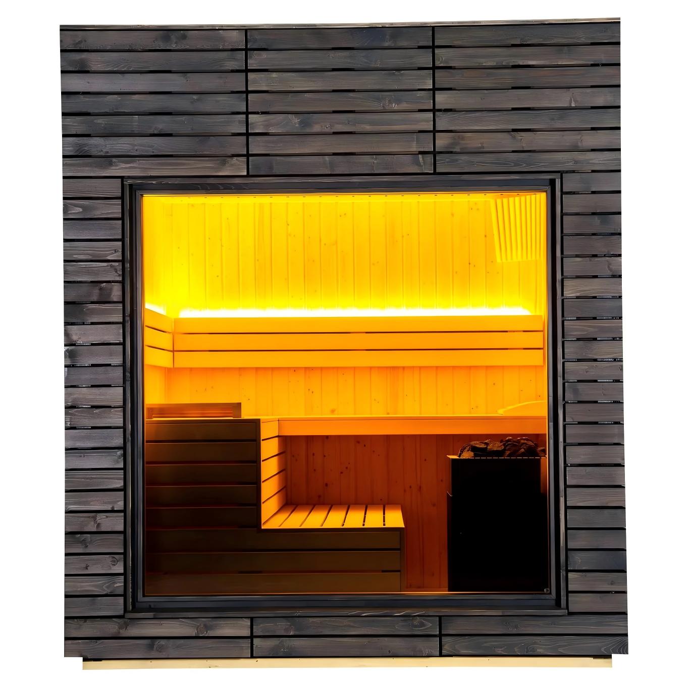 Carbonized Wood Panoramic Outdoor Sauna Cabin CSA-504 product image