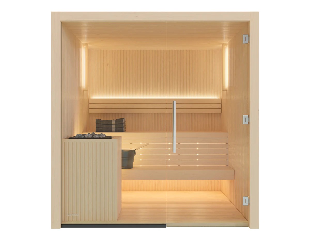 Indoor Sauna Room with Slatted Heater Guard and Bench Lighting CSA-478 product view 3