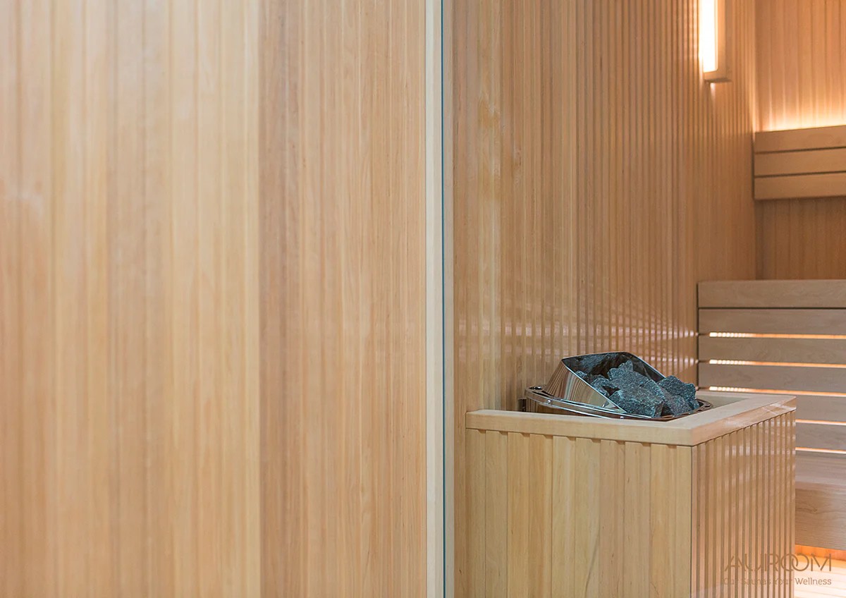 Indoor Sauna Room with Slatted Heater Guard and Bench Lighting CSA-478 product view 5