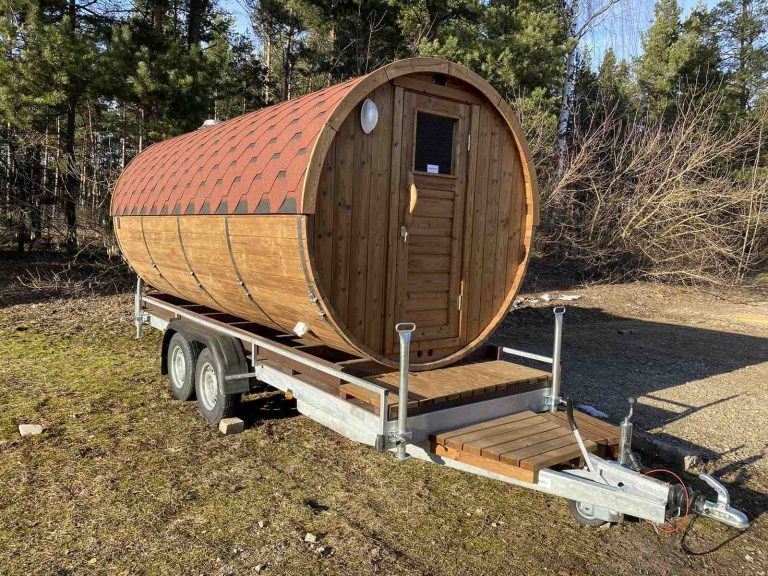 Cedar Outdoor Steam Sauna Cabin with Trailer Layout with Trailer Layout with Trailer Layout CSA-485 Side profile