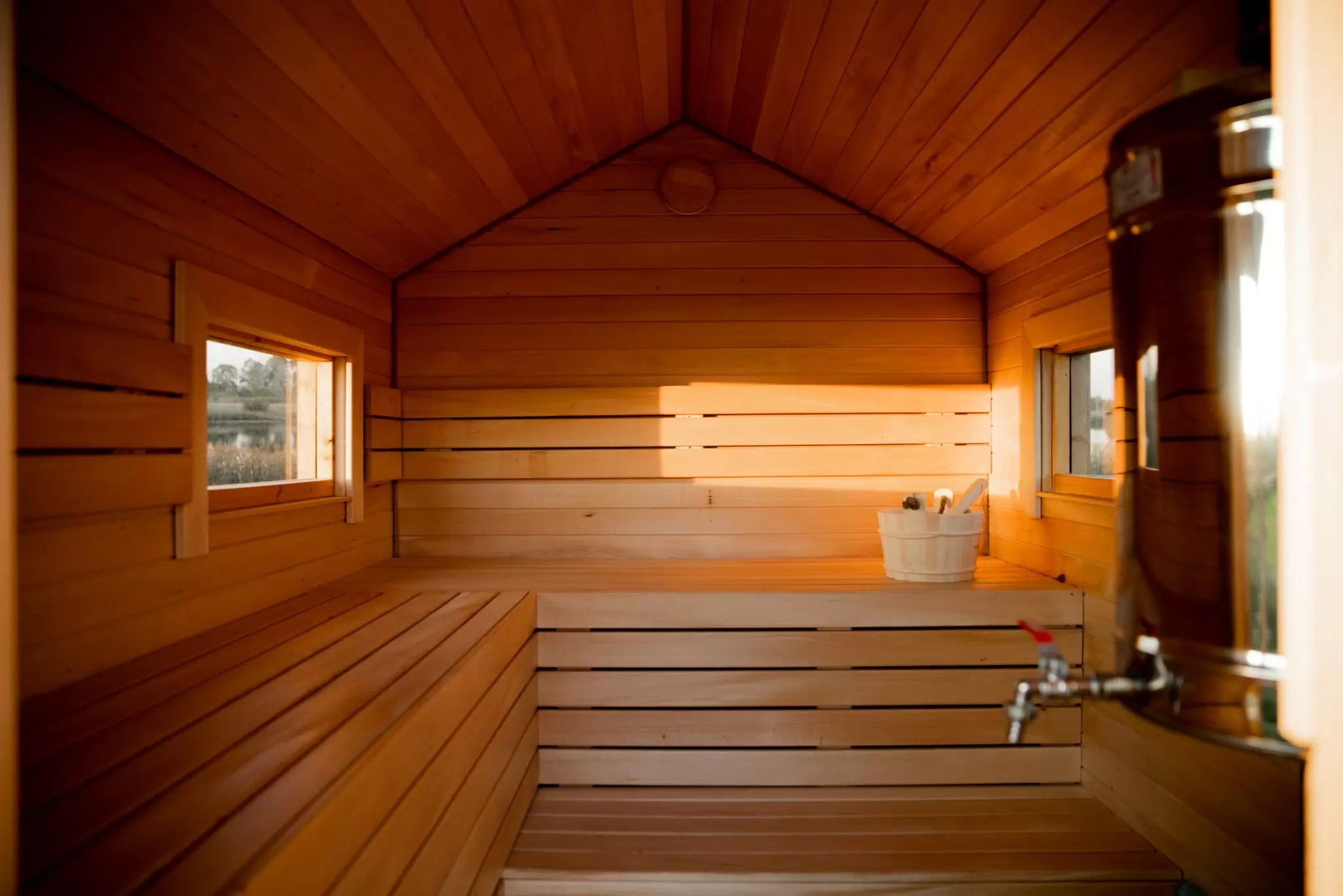 Trailer-Mounted Wood-Burning Sauna Cabin CSA-281 Side profile