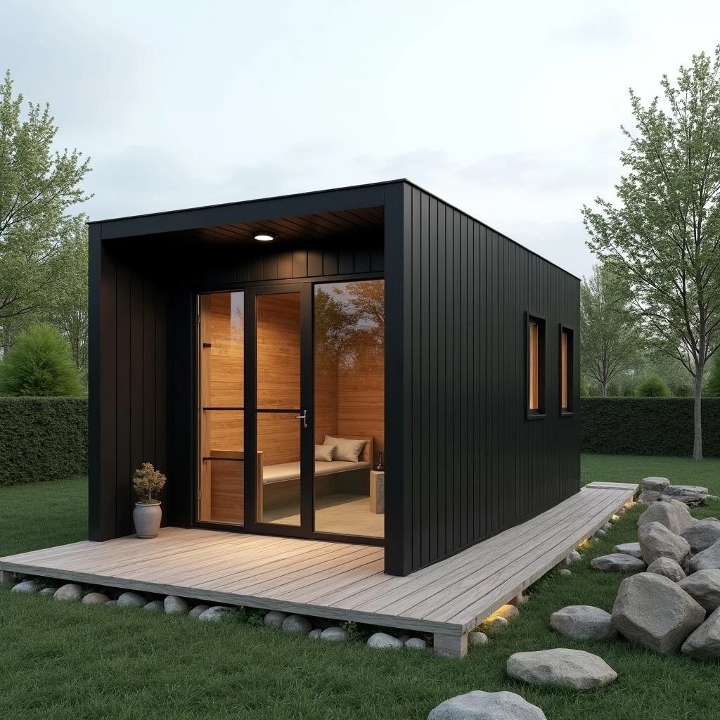 Red Cedar Outdoor Cube Sauna CSA-246 Door and glass