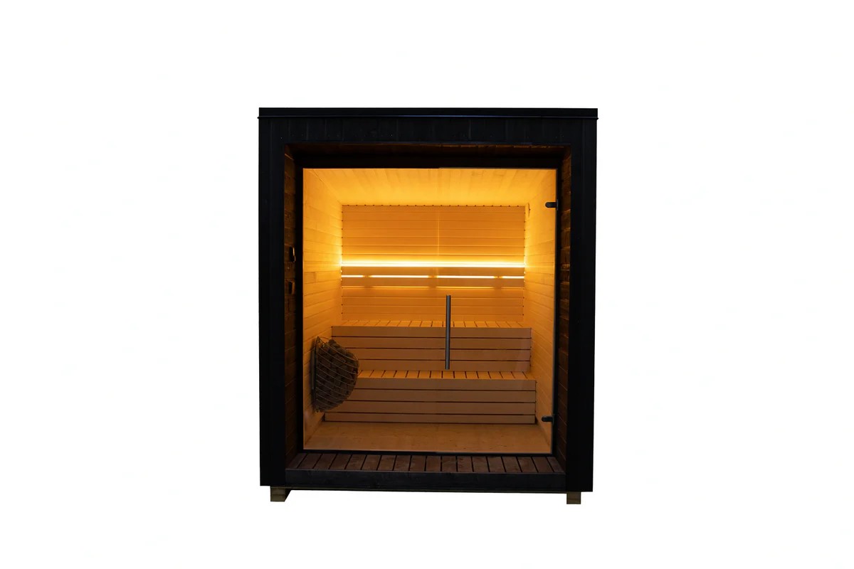 Modern Black Outdoor Sauna Cabin %7C 3-4 Person Solid Wood Sauna with Glass Door Buyer reference
