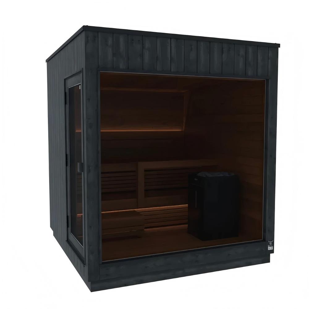 Chimney-Fitted Black Outdoor Sauna Cabin with Wood Stove CSA-206 product view 3