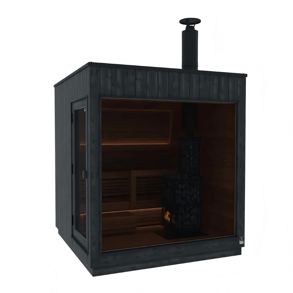 Chimney-Fitted Black Outdoor Sauna Cabin with Wood Stove CSA-206 product view 4