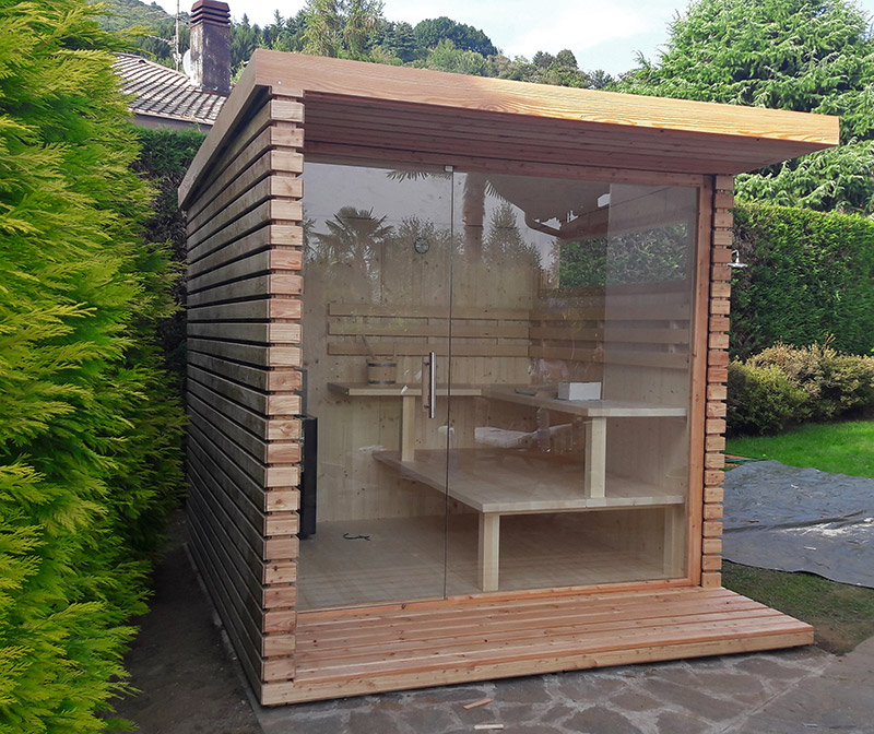 Cedar Outdoor Cube Cabin with Full Glass Front and Wider Layout with Full Glass Front CSA-451 Main view