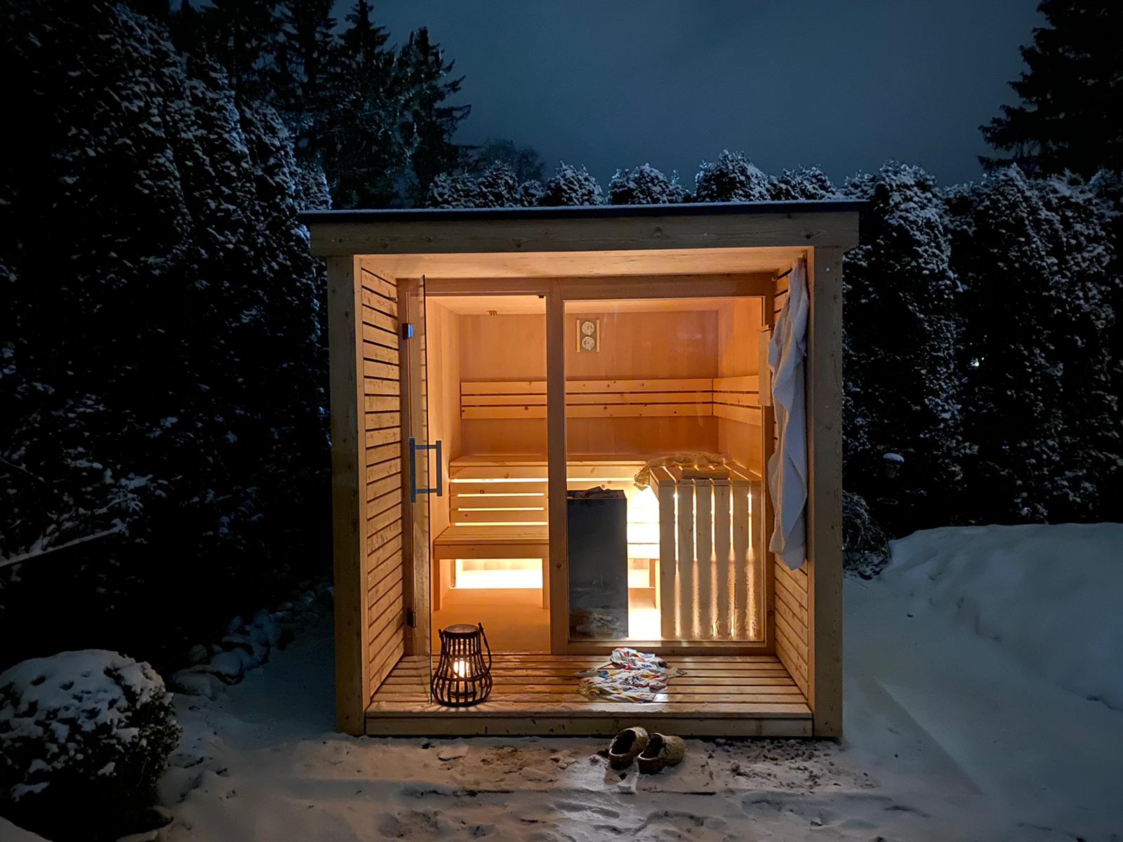 Cedar Outdoor Cube Cabin with Full Glass Front and Wider Layout with Full Glass Front CSA-451 Door and glass