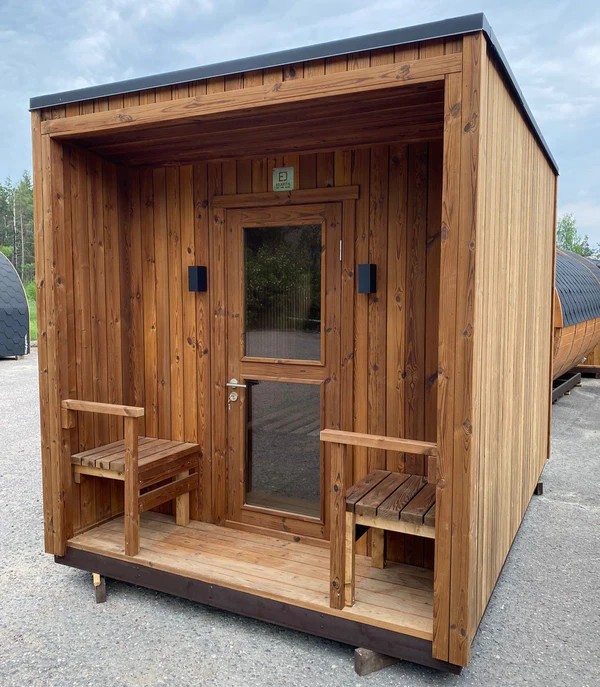 Cube Outdoor Sauna Cabin with Open Porch CSA-423 Interior detail