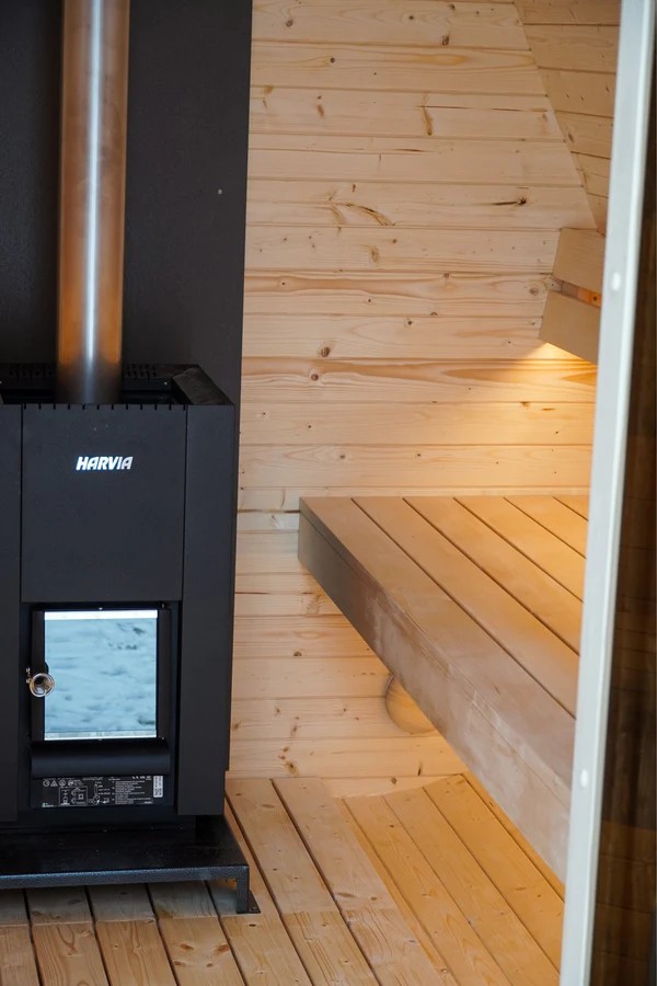 Curved Outdoor Sauna Cabin with Open Porch Buyer reference