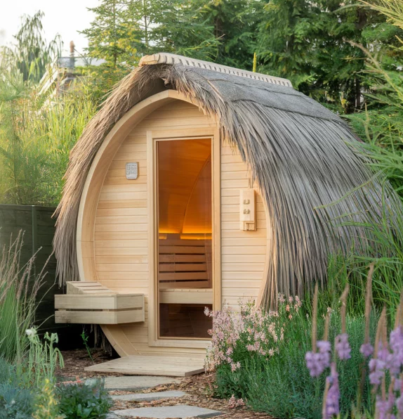 Compact 6kW Outdoor Sauna Cabin CSA-331 Side profile