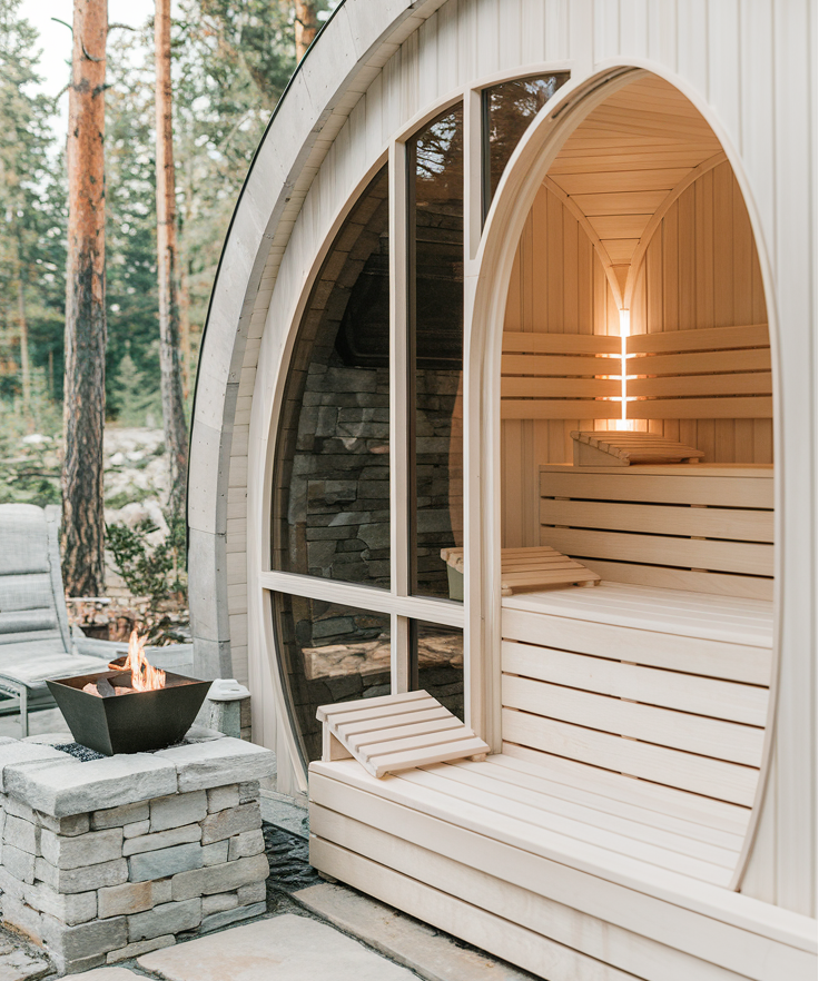 Solid Wood Arch Sauna Room for Outdoor Spa product image