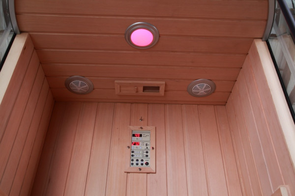 Modern Electric Indoor Infrared Sauna for 3 Persons with Solid Hemlock Wood and Infrared Heaters Side profile