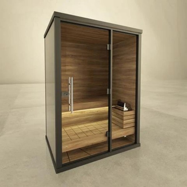 Electric Outdoor Sauna Cabin with Glass Enclosure CSA-134 Side profile