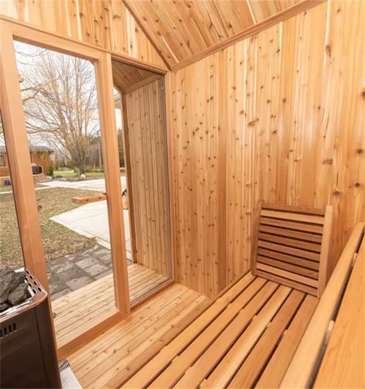 CSA-13 Modern Pitched-Roof Timber Sauna Cabin for Showroom Samples Cabin finish detail