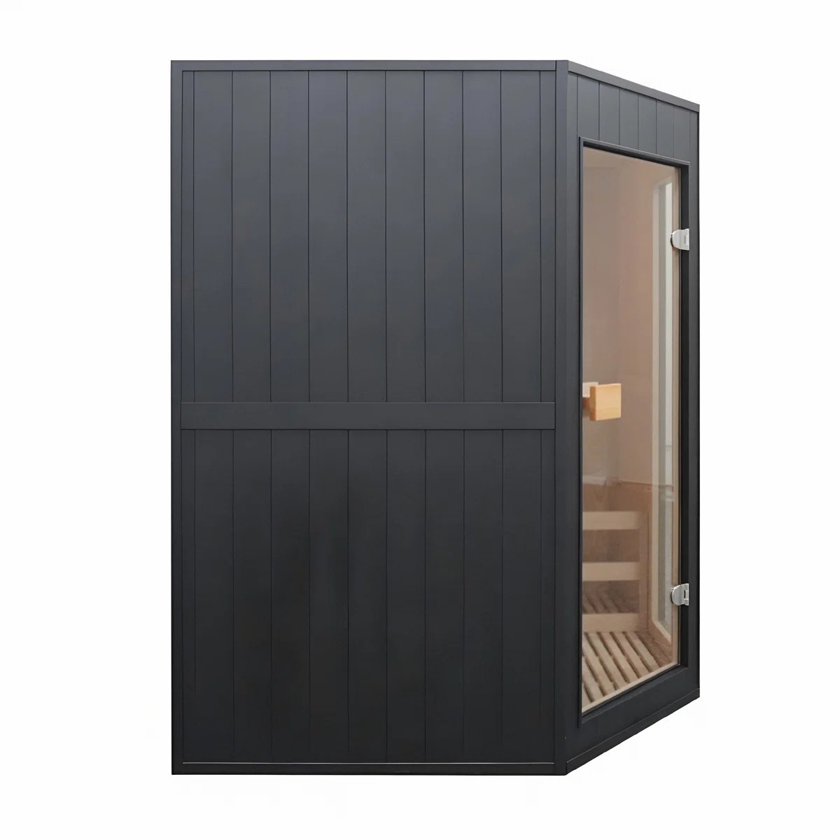 Modern High-quality Outdoor Wooden Sauna Room with Dry Steam Sauna for 4 Person Interior detail