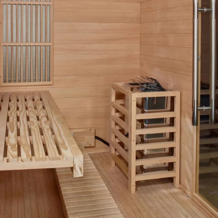 Modern Indoor Far Infrared Sauna Room with Full Glass Door, Hemlock Wood, Low EMF Carbon Fiber Heaters, Home Spa Wellness Buyer reference