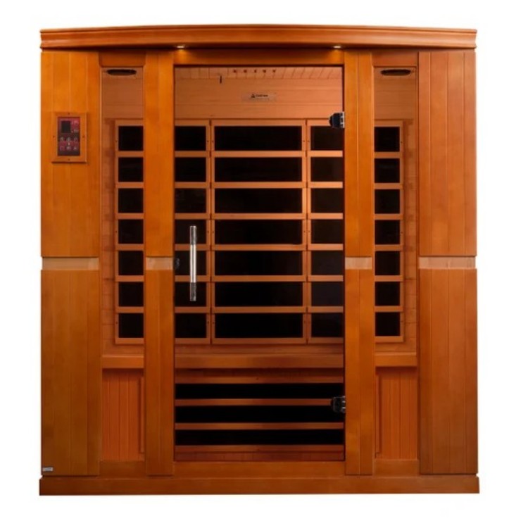 Modern Indoor Infrared Sauna Cabin for 2 Persons Easy Assembly Solid Wood Construction with Digital Control Panel Home Use Door and glass