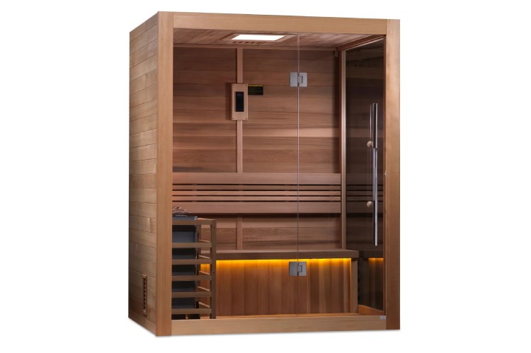 Modern Indoor Infrared Sauna Cabin for 2 Persons Easy Assembly Solid Wood Construction with Digital Control Panel Home Use Door and glass