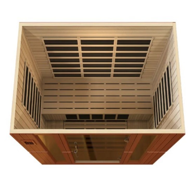 Modern Indoor Infrared Sauna Cabin for 2 Persons Easy Assembly Solid Wood Construction with Digital Control Panel Home Use Side profile