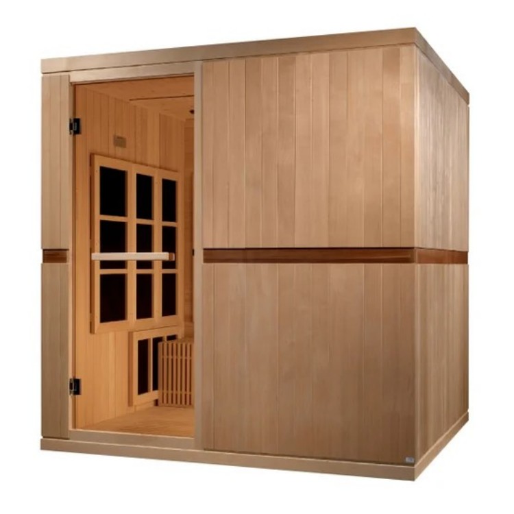 Modern Indoor Infrared Sauna Cabin for 4 Persons, Easy Assembly Solid Wood Construction with Digital Control Panel, Home Gym Interior detail