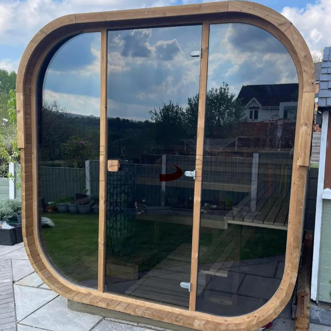Modern Outdoor Patio Cube Sauna Spacious Glass Design for Serenity and Style Door and glass