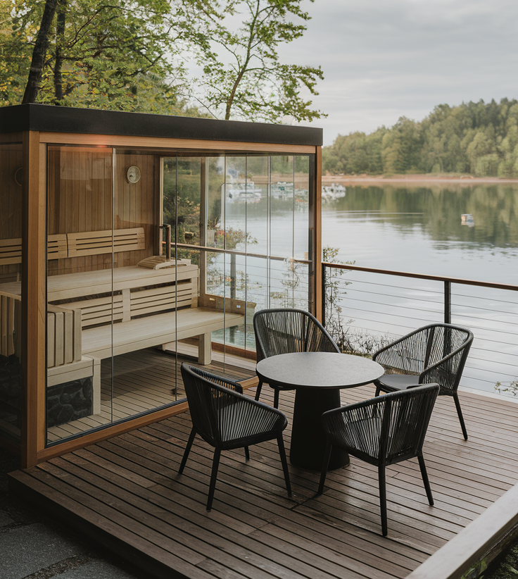 Glass-Walled Outdoor Electric Sauna Cabin product image