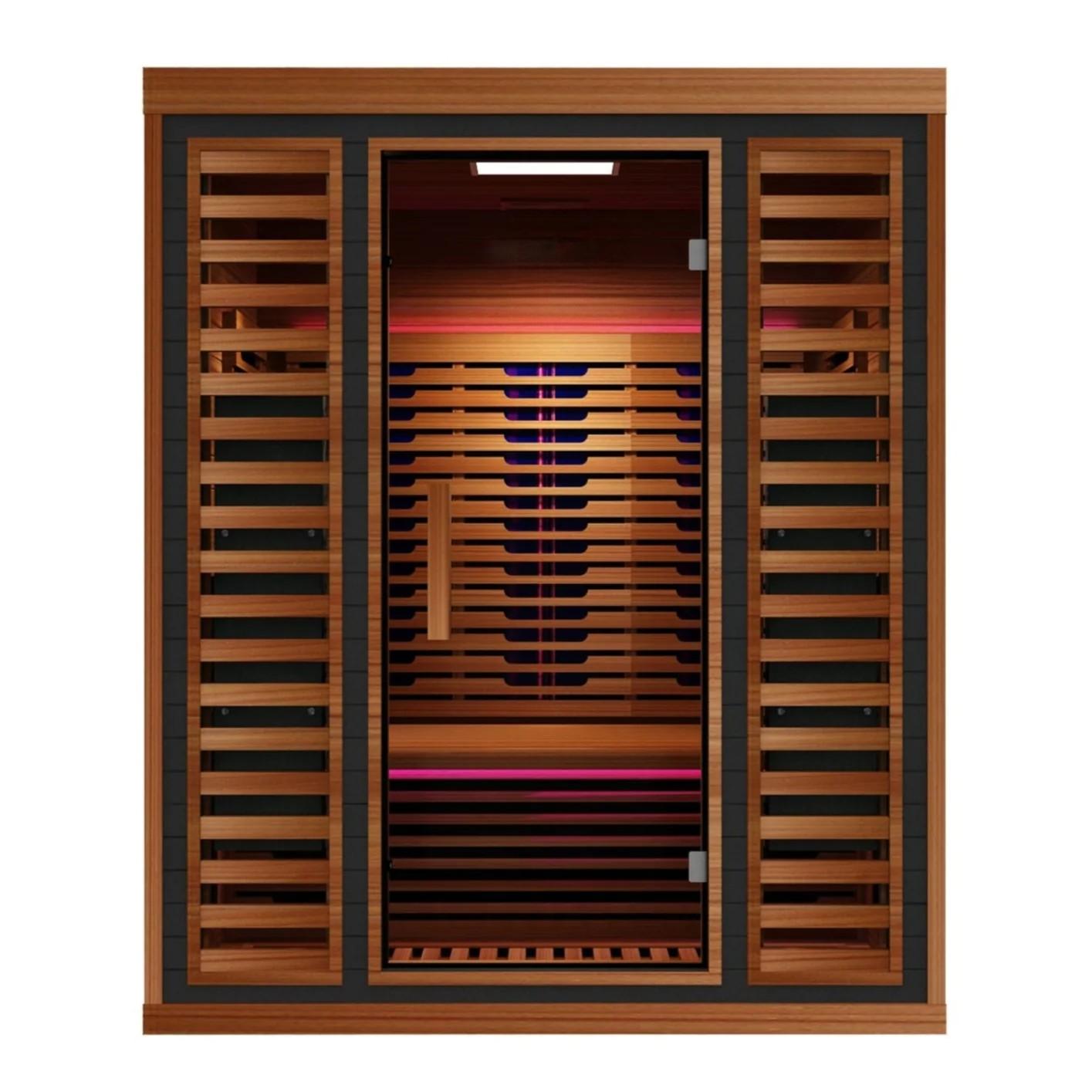 Modern Personal Far Infrared Sauna for Home Use, Indoor Wooden Detox Sauna Cabin with Chromotherapy LED Lighting System Interior detail