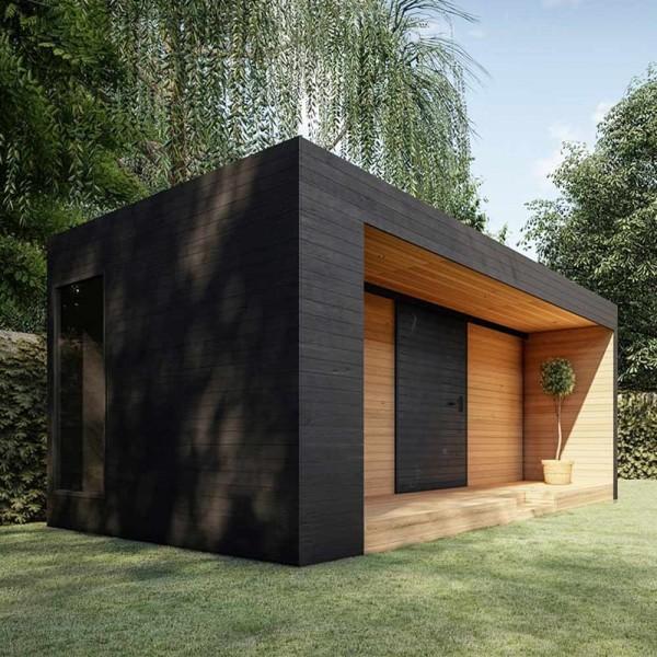 Modern Prefab Wooden Garden House, Luxury Outdoor Sauna &amp; Pool House, Weatherproof Backyard Guest Cabin, Modular Home Office Pod Side profile