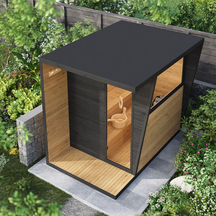 Outdoor Infrared Sauna Room with Carbon Heat Panels Exterior angle