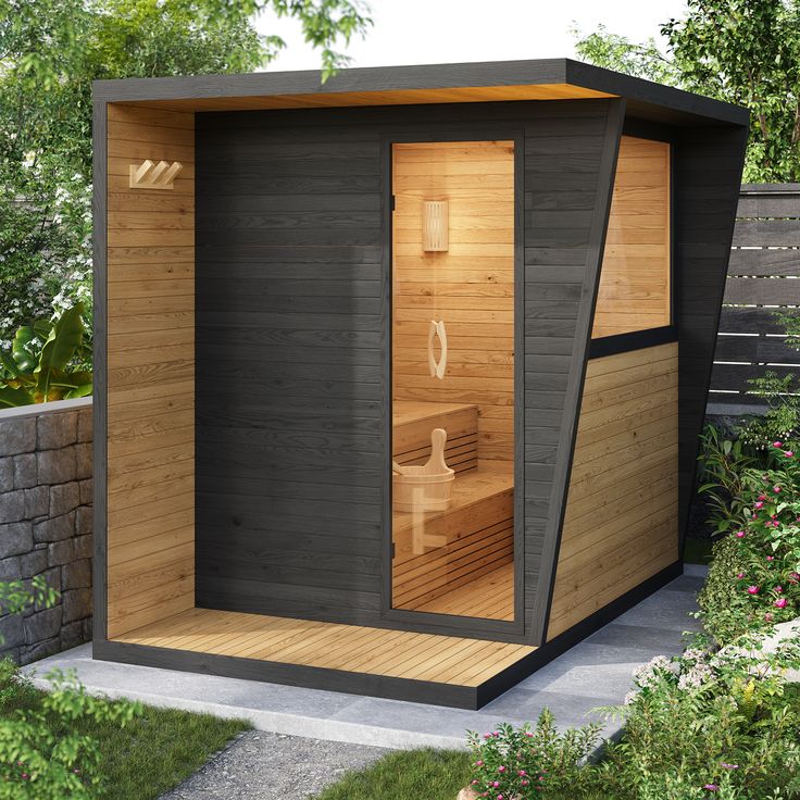 Outdoor Infrared Sauna Room with Carbon Heat Panels Interior detail