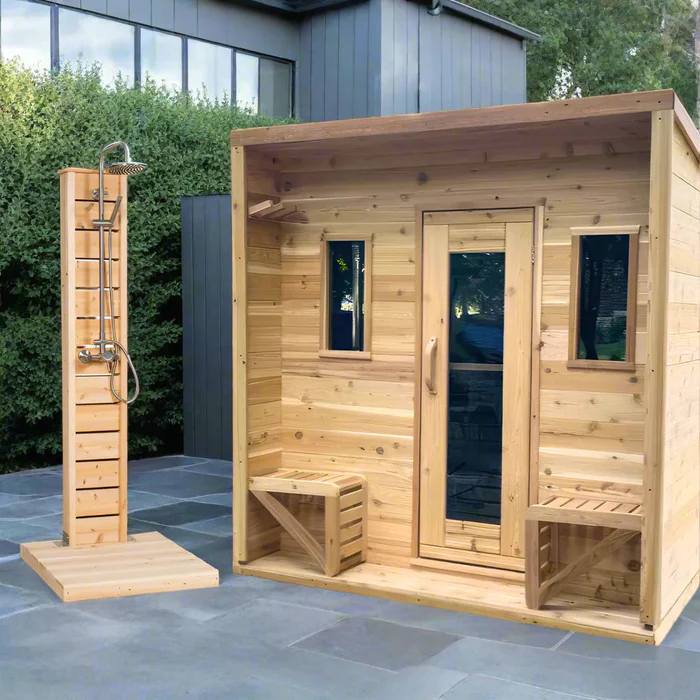 Modular Wooden Sauna Cabin - Finnish Craftsmanship, 3-Layer Insulation &amp; Smart Touch Panel Side profile