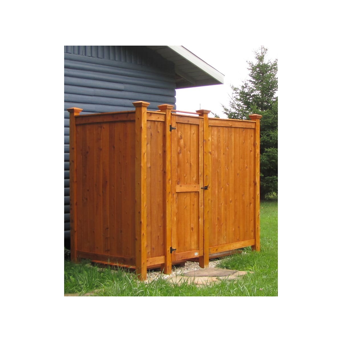Natural Cedar Rustic Outdoor Shower Privacy Fence with Lattice Top for CSA-249 Main view