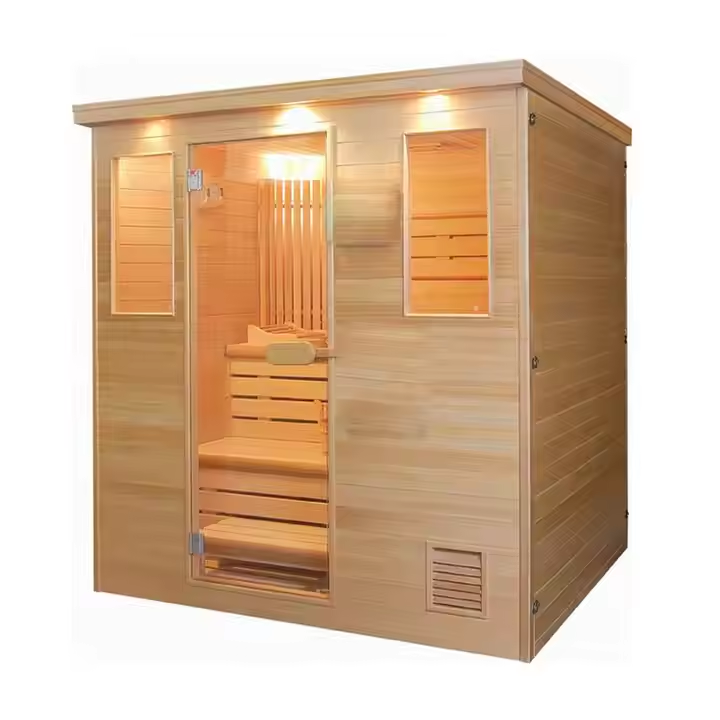 2-4 Person Indoor Sauna Cabin with Side Windows Exterior angle