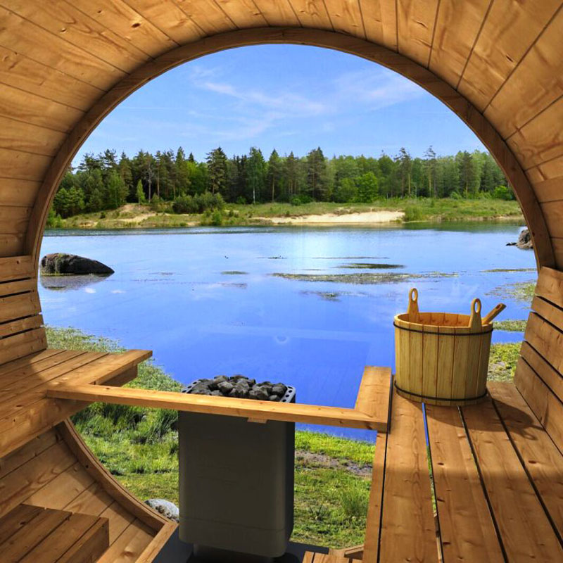Red Cedar Barrel Sauna with Classic Finnish Heater Route product image