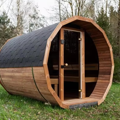 Weatherproof Garden Barrel Sauna with Sealed Dark Door Frame product image