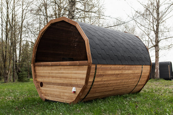 Weatherproof Garden Barrel Sauna with Sealed Dark Door Frame Door and glass