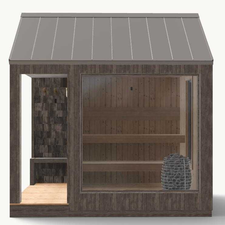 Nordic Design Outdoor Cedar Sauna - Traditional Dry Heat Sauna for 6 Persons Backyard Use Side profile