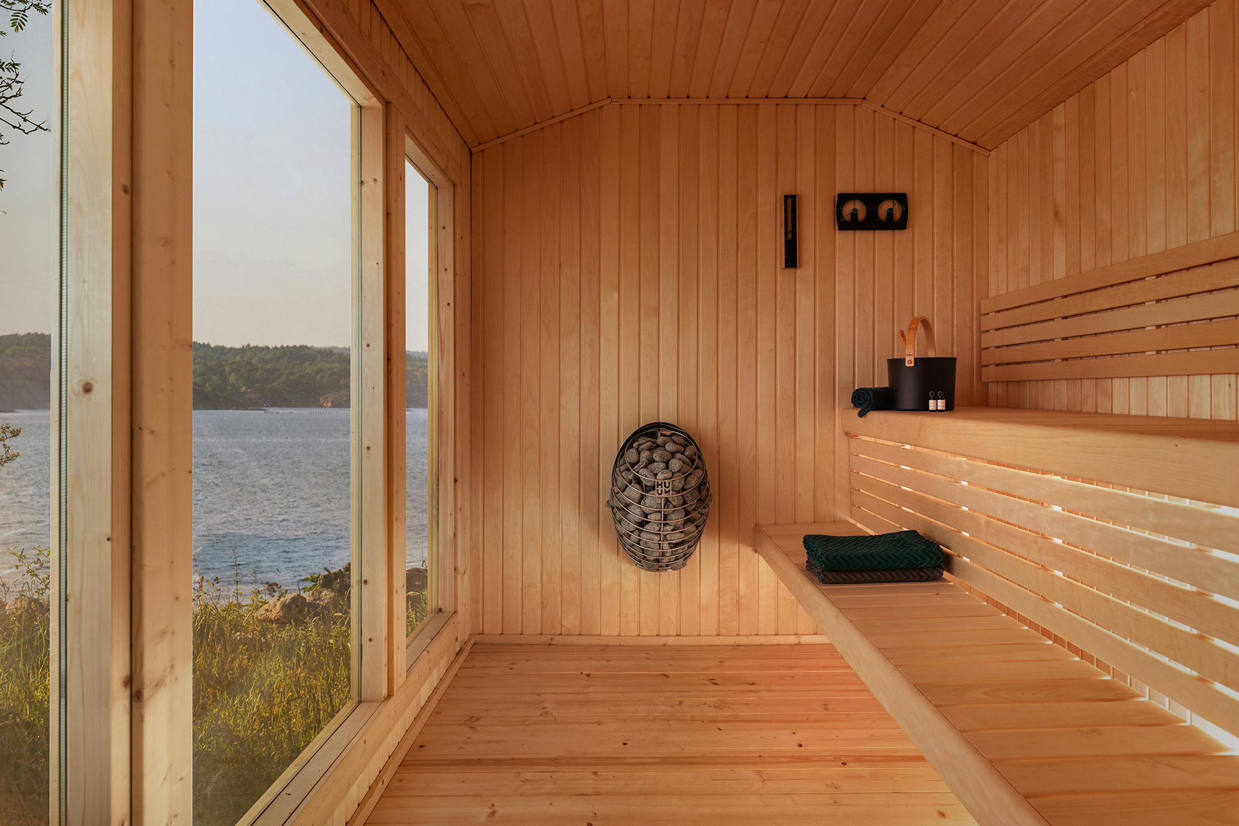 Nordic Red Cabin Sauna with Firewood Storage, Outdoor Sauna with Floor-to-Ceiling Glass Panels Buyer reference