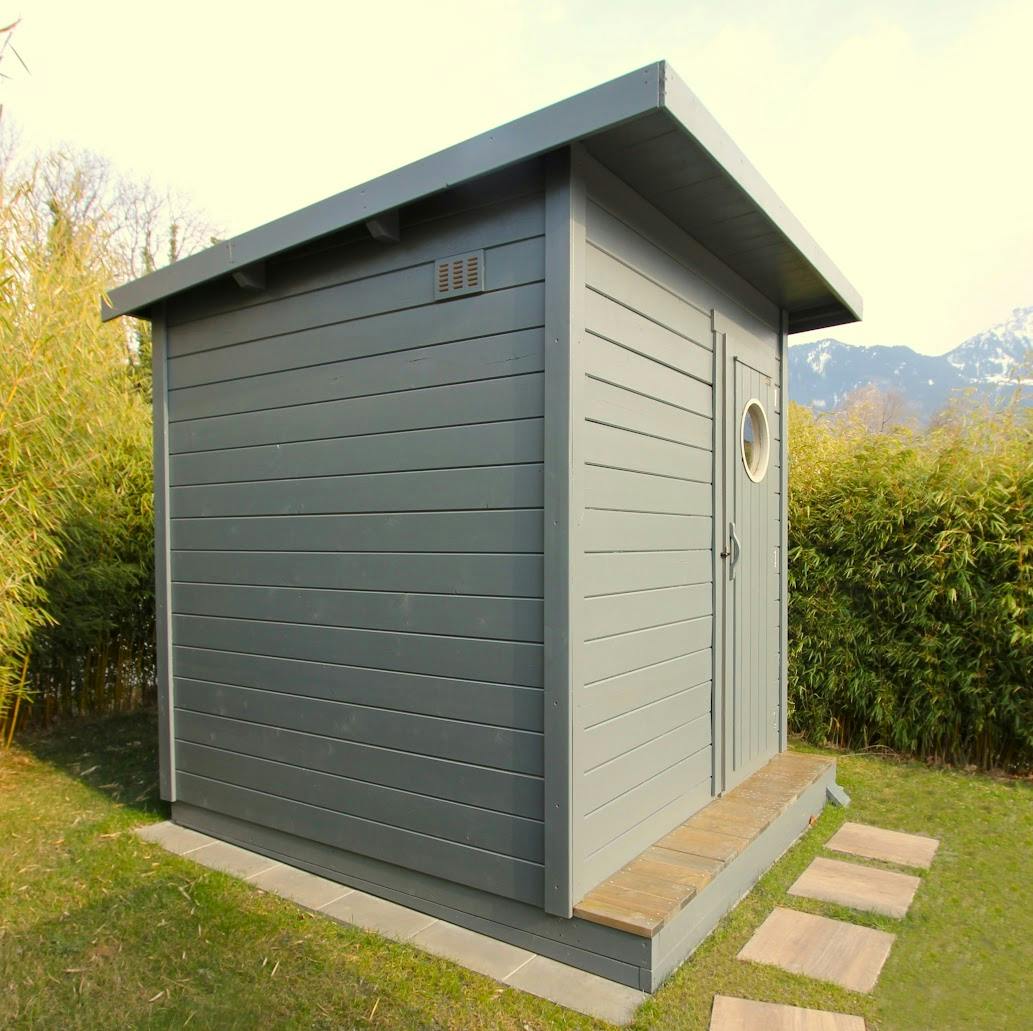 Nordic Red Outdoor Cabin Sauna, Compact Wood Sauna with Large Glass Window Side profile