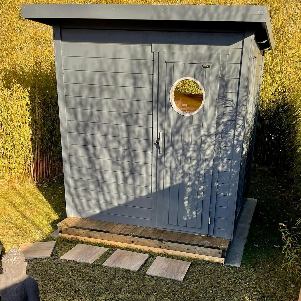 Nordic Red Outdoor Cabin Sauna, Compact Wood Sauna with Large Glass Window Buyer reference